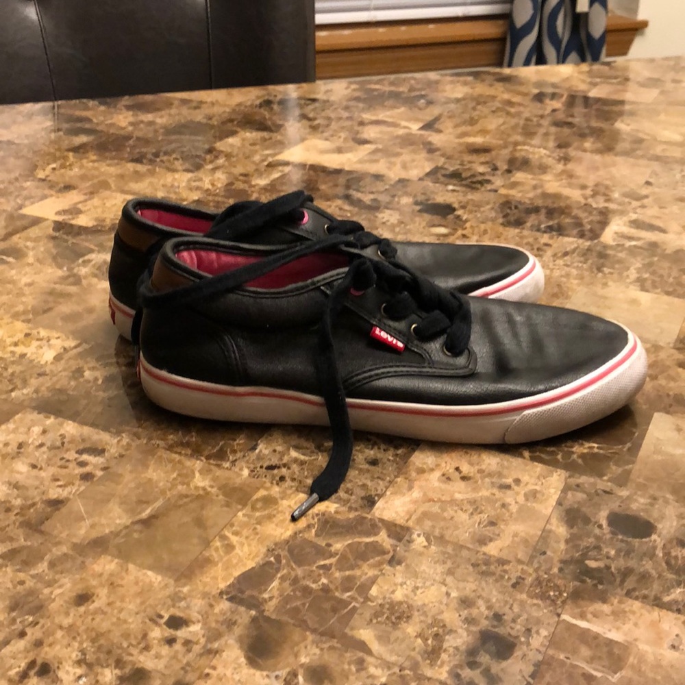 Black denim tennis shoes